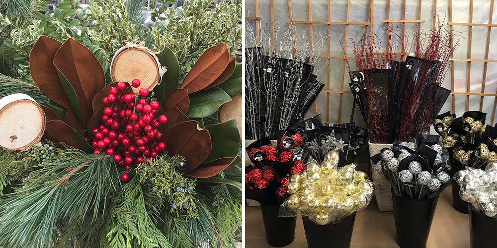 Port Carling Garden Centre-Ontario-Holiday Front Porch Design Tips-holiday greens planter and decor